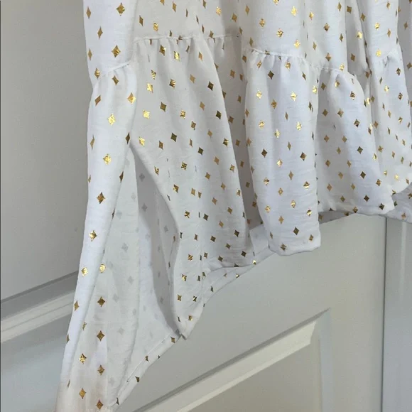 ASHLEY STEWART 2pc crop top & Bell bottom pants w/ gold foil diamond shape - Picture 9 of 11